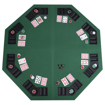 Poker Table Top With Carrying Case 8 Player Octagon Folding 48"