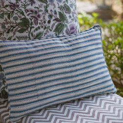 FEATHER STRIPE LADAKH BLUE 30x50 CUSHION - Products
