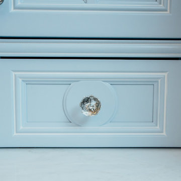 White Kitchen with Blue China Hutch