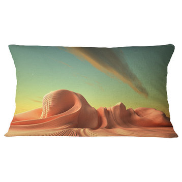 3D Alien World Surreal Fantasy Contemporary Throw Pillow, 12"x20"