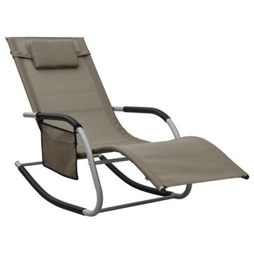 vidaXL Patio Lounge Chair Outdoor Chaise Lounge Chair Textilene Taupe and Gray