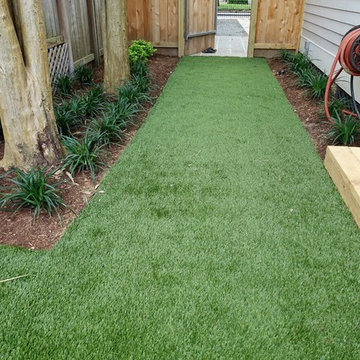 Curb Appeal with Pennsylvania Bluestone, Artifical Turf Path and Poolscape