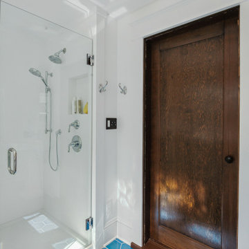 Irvington Bathroom and Basement - Bathroom Shower and Door View