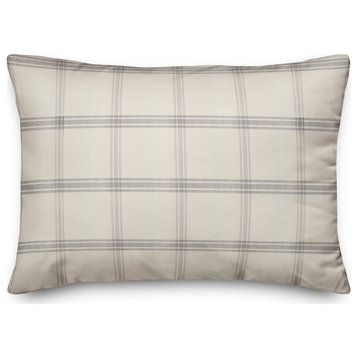 Gray Plaid Linen 14x20 Spun Poly Pillow