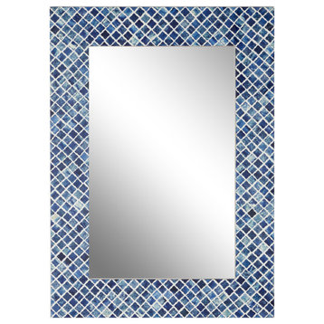 Contemporary Blue Wood Wall Mirror 22350