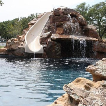 Moss Rock Waterfall with Slide