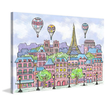 Marmont Hill, "Paris Balloons" by Reesa Qualia Painting on Wrapped Canvas, 24x16