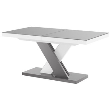 XENNA LUX Extendable Dining Table, Grey/White
