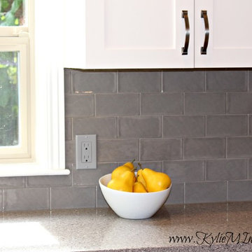 Oak Kitchen Remodel - Quartz and White Cabinets