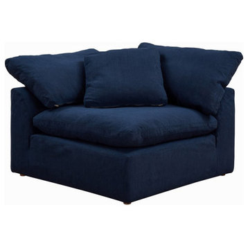 Sunset Trading Puff 44" Fabric Slipcovered Arm Chair in Navy Blue