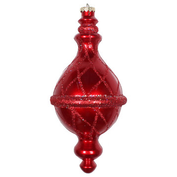 10" Red Candy Glitter Net Drop Orn