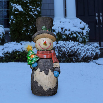 48"H Outdoor Solar Snowman Statue with Color Changing LED Lights