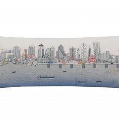 Black As Vegas Nighttime Skyline Rectangular Lumbar Pillow HomeRoots Color: Cream