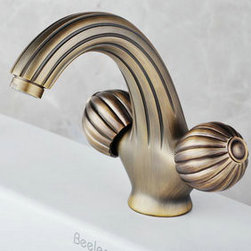 Antique Brass Finish One Hole Two handle Bathroom Sink Faucet T1797 - Bathroom Sink Faucets