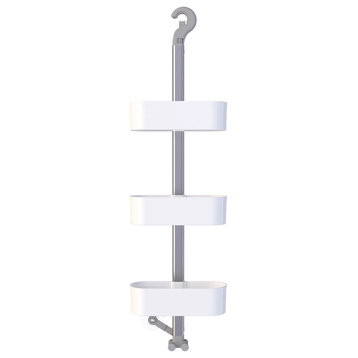 P. Nova Hanging 3 Tier Aluminum Oval Shelves with Hooks, Disassembled, White