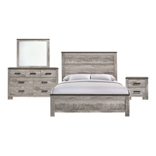 8.H Acme Louis Philippe lll 2pc Panel Bedroom Set in Real White by