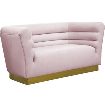 Bellini Velvet Upholstered Loveseat, Pink