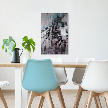 "Half Face Beauty" Painting Print on Brushed Aluminum