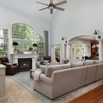 Antique Pediment Over TV Family Room