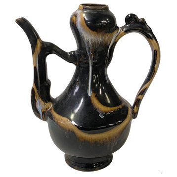 Chinese Ware Black Brown Glaze Ceramic Jar Vase Display Art Hws3024