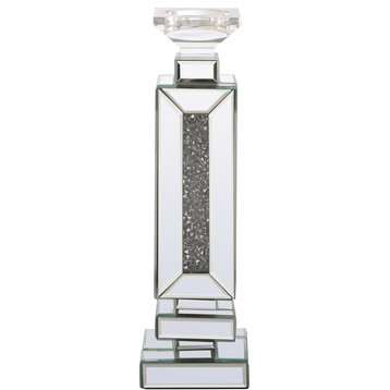 16.5" Tall Crystal Candleholder Silver Royal Cut Crystal