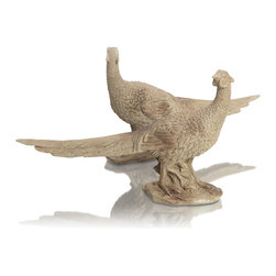 Pair of Wood Effect Pheasants - Prydnadssaker