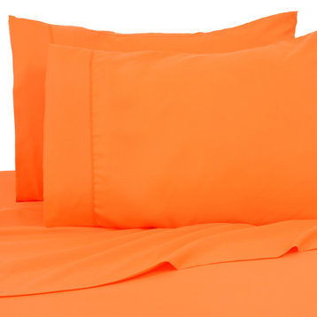 Premier Colorful Bright 4 Piece Microfiber Sheet Set, Bright Orange, Twin Xl