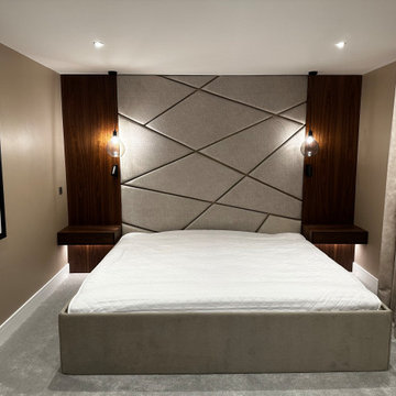 Custom size bed, floating bedsides and headboard.
