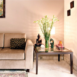 Metaphor | Square Glass-top Side/Accent Table with Tapered Legs - Side Tables And End Tables