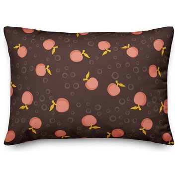 Whimsical Cherry Pattern in Peach Throw Pillow