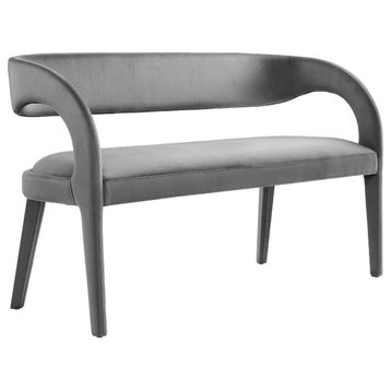 Modway Pinnacle 20" Upholstered Velvet Fabric Accent Bench in Gray