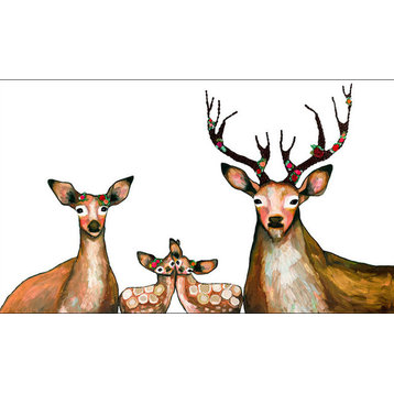 "Flower Deer Family on White" Canvas Wall Art by Eli Halpin, 36"x18"
