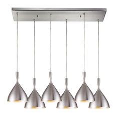 Mid-Century Modern 6 Light Mini Pendant in Aluminum Finish