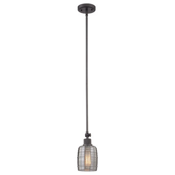 1 Light Mini Pendant in Burning gray with Smoked Glass