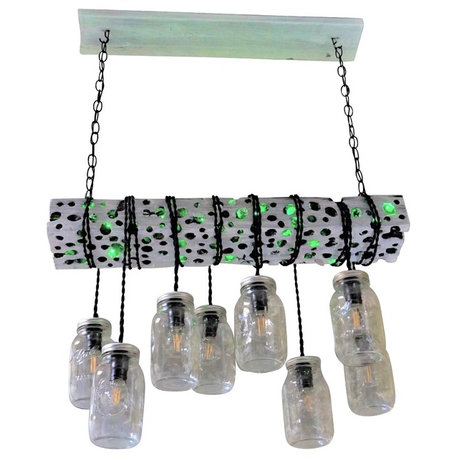 Modern Wood Chandelier with Night Illumination and Electronic Response to Light