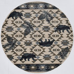 KAS - KAS Chester 5634 Montana Southwestern Rug, Ivory/Blue, 7'10"x7'10" Round - Let's bring nature indoors! Chester is a machine woven collection designed of updated and trendy lodge looks in today's colors. Youre sure to enjoy the feel of the woodsy outdoors in the comfort of your home! These rugs are made in Turkey of 100% polypropylene and have a pile height.
