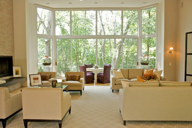Large trendy formal and open concept living room photo in Chicago with no tv