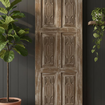Grand Entrance with Custom Double Carved Doors by Mogul Interior