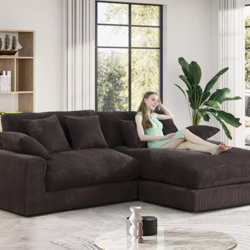 Mystic 105" Corduroy Reversible Sectional Sofa Chaise