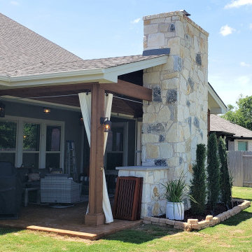Round Rock TX Covered Patio with Lone Star Integrated into Floor