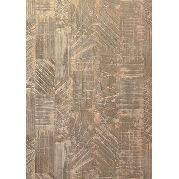 Geometry lines Ginger coper metallic faux Industrial leather Wallpaper, 8.5" X 1