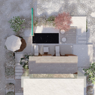 Giardino rustico con piscina