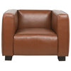 Minkler Faux Leather Club Chair, Cognac/Dark Walnut