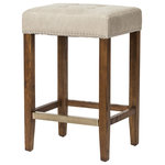 Design Tree Home - Cash Counter Stool, Beige - The Design Tree Home Cash Counter Stool is designed for comfort, with balancing clean lines and efficient design. Crisp, casual seating is essential in whatever task you face. Antique nail heads and tufted details add a traditional touch, while the soft upholstery gives this stool a contemporary presence.