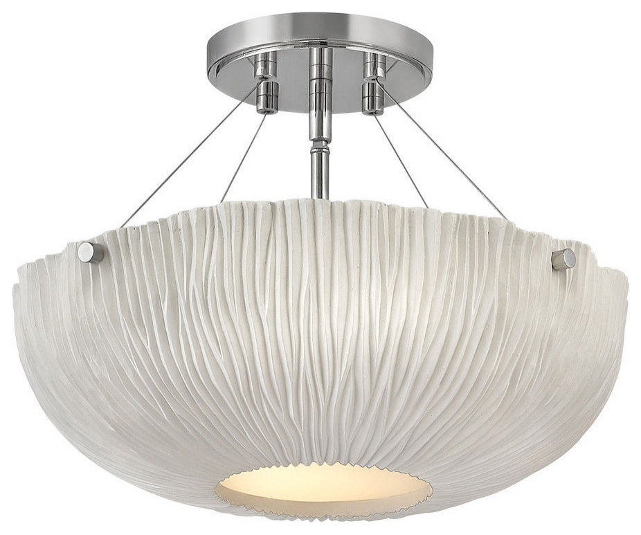 Hinkley Coral Medium Semi-Flush Mount, Shell White, 17