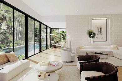 Example of a trendy living room design in Miami