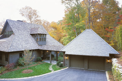 Photo of a traditional exterior in Atlanta with wood siding.