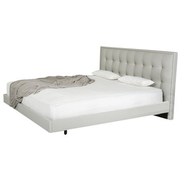 Modrest Hera Modern Queen Gray Leatherette Bed