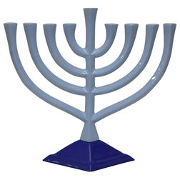 Contemporary Holiday Lighting Lamp Lighters Ultimate Judaica Menorah, Pewter, Blue, 9.5"