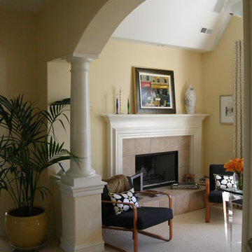 French Country Home, River Forest, IL   Library Fireplace